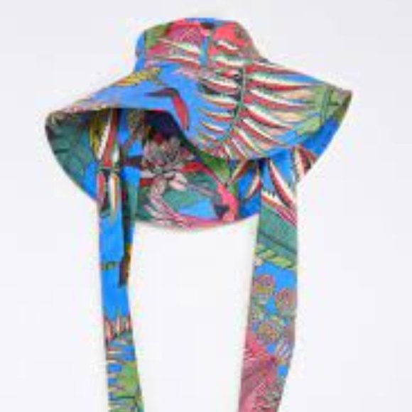 **HOST PICK** Farm Rio Totally Tuiuiu Dirds Amazon Forest Jungle UPF Tie Sun Hat - Picture 3 of 11